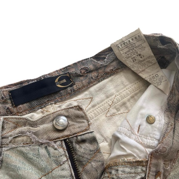 Just Cavalli by Roberto Cavalli distressed floral jeans with netted layering - Picture 3 of 3